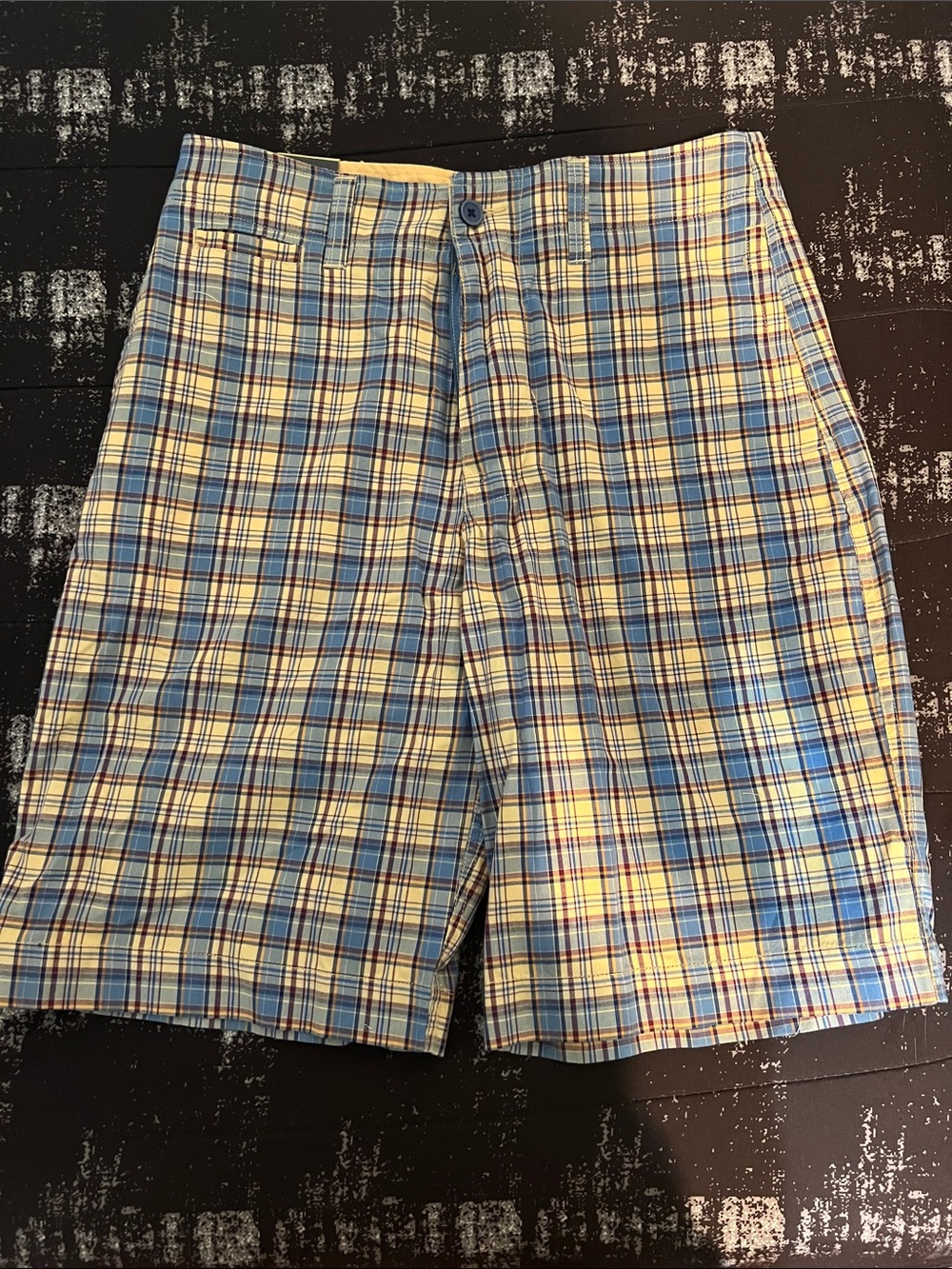 Steve & Barry's Blue and Cream Plaid Flat Front Shorts